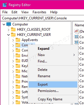 Export Registry Key