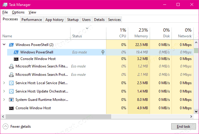 Find If A Process Is Running In Eco Mode