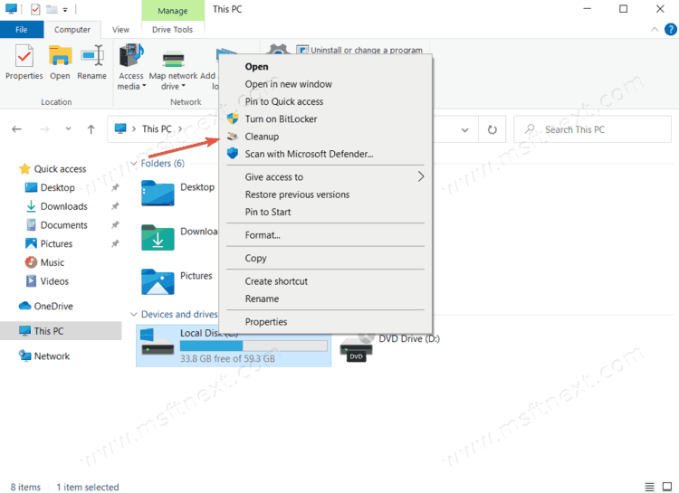 How to add Disk Cleanup to the disk context menu in Windows 10