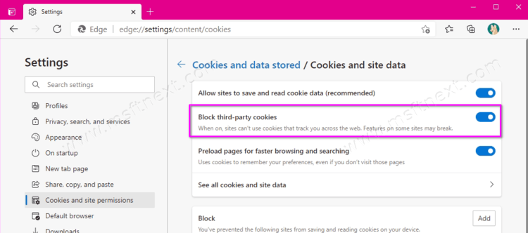 Block Third Party Cookies In Microsoft Edge