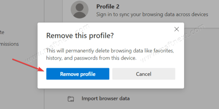 Click "Remove profile"