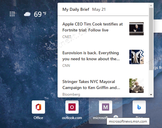 Edge Quick Links News Notification