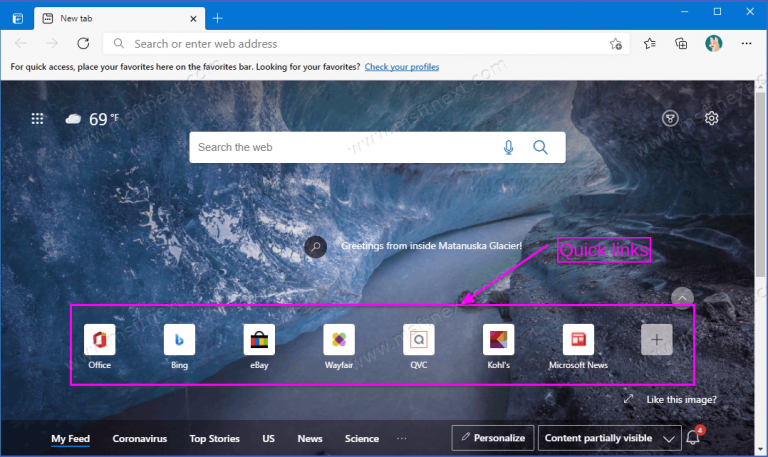 How to Disable Quick Links on New Tab Page in Microsoft Edge