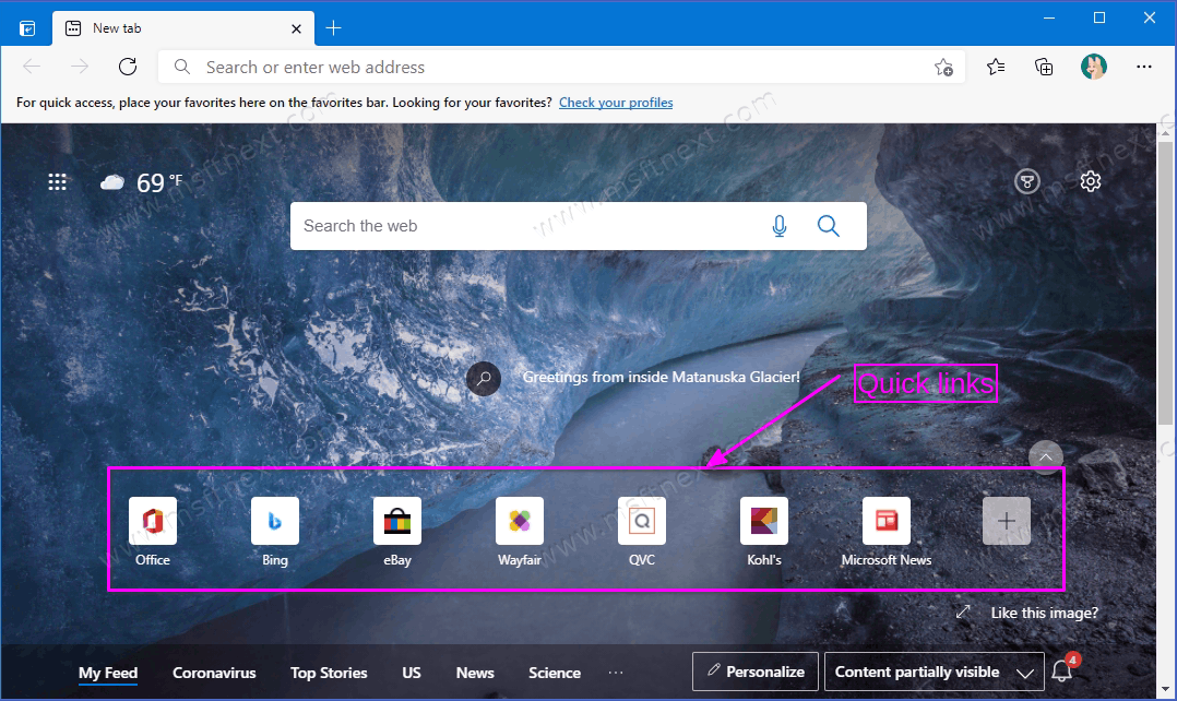 Edge Quick Links On New Tab Page
