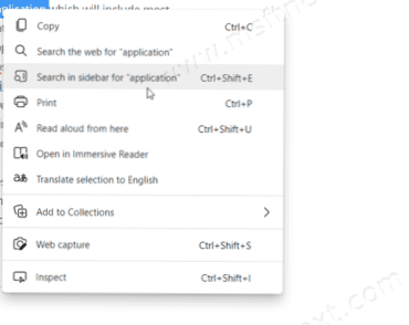 Edge Search In Sidebar Edge Context Menu