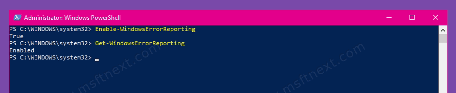 Enable Windows Error Reporting In PowerShell