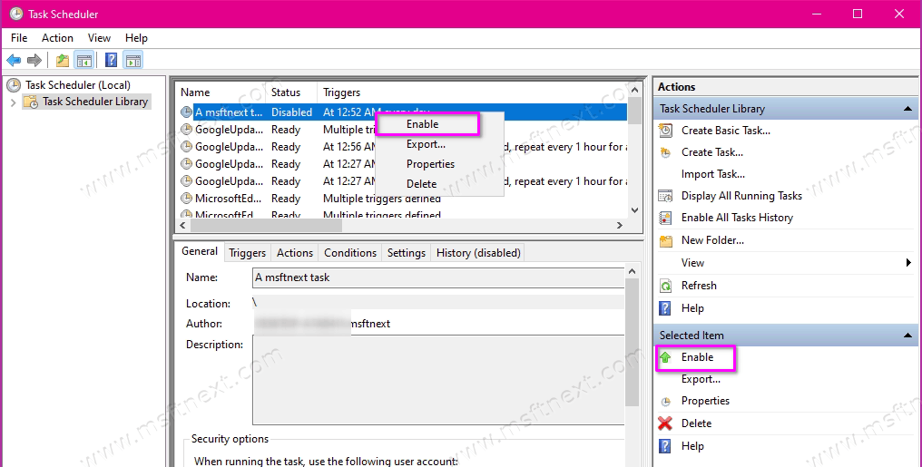 Enable A Scheduled Task In Task Scheduler