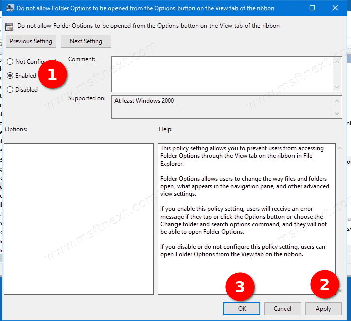 Enable Or Disable Folder Options Using Local Group Policy Editor