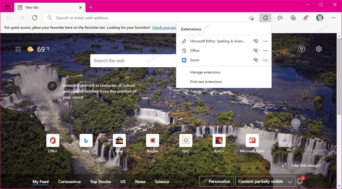 Extensions Button In Microsoft Edge