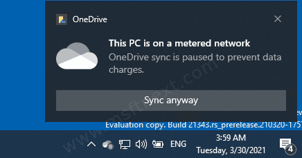 OneDrive Sync Auto Paused Notification