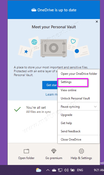 OneDrive Pause Sync Notification