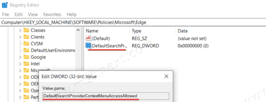 Remove Search In Sidebar Context Menu In Microsoft Edge