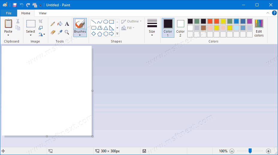 How to reset document and window size in Microsoft Paint