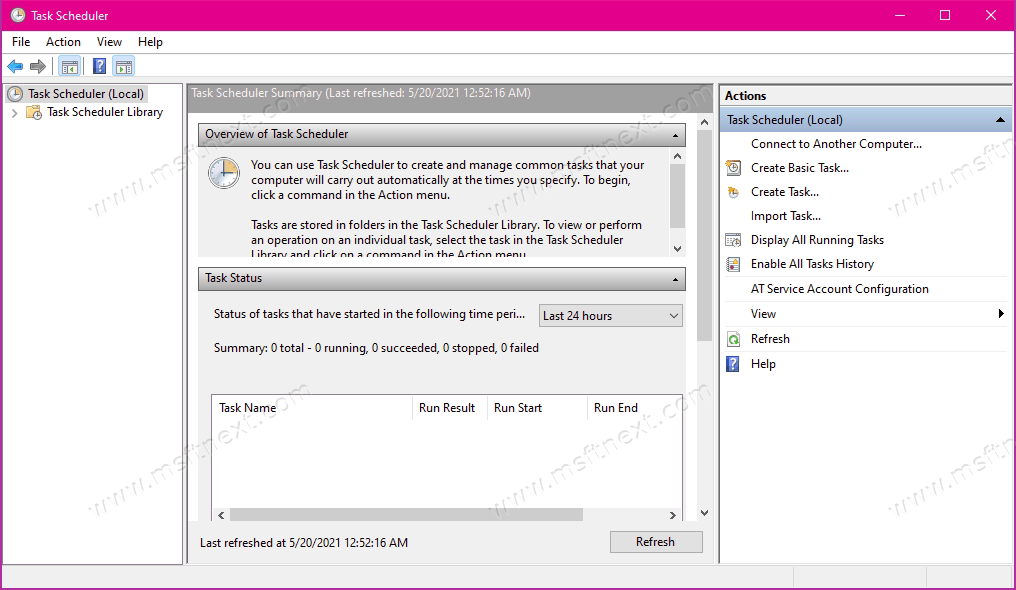 Task Scheduler Running On Windows 10