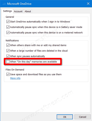 Turn Off OneDrive Notifications On This Day