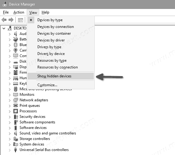 How to show hidden devices in Device Manager in Windows 10