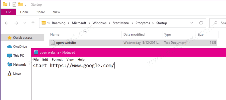 Windows 10 Open A Website On Startup With Batch File 1