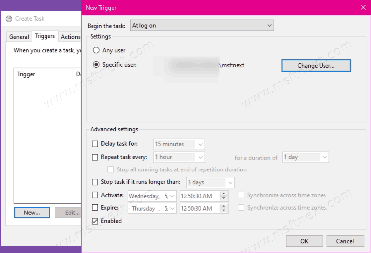 Windows 10 Task Scheduler Trigger At Logon