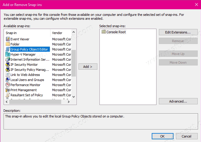 Run Local Group Policy Editor from Mmc