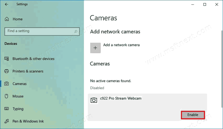 Enable Camera Windows 10 Settings