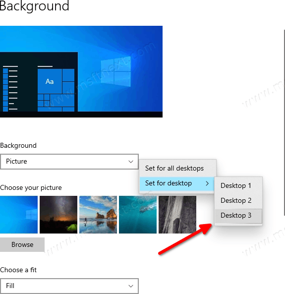 Change Virtual Desktop Wallpaper In Windows 10