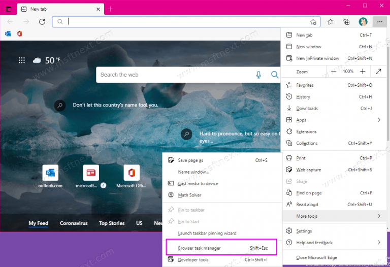 How to open Browser Task Manager in Microsoft Edge