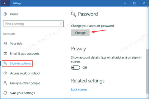 Windows 10 Change Password