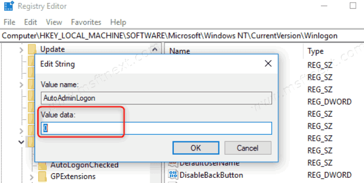 Disable Automatic Logon Of Last User Windows 10