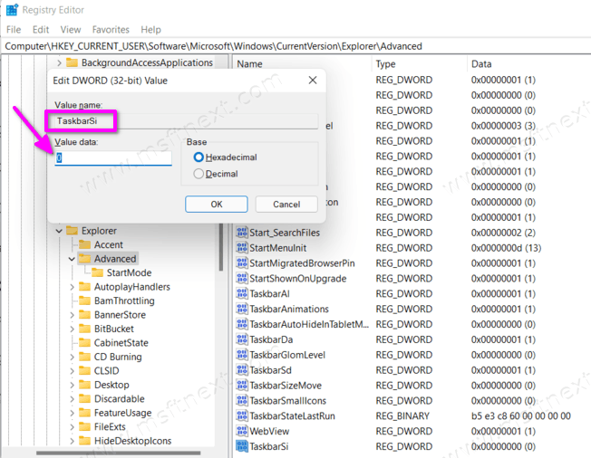 Change Windows 11 Taskbar Size