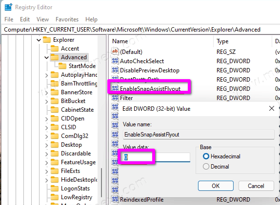 Disable Snap Layout For Maximize Button In Registry