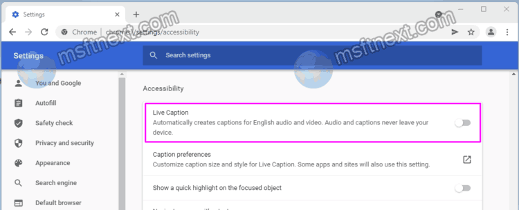 Enable Live Caption In Google Chrome