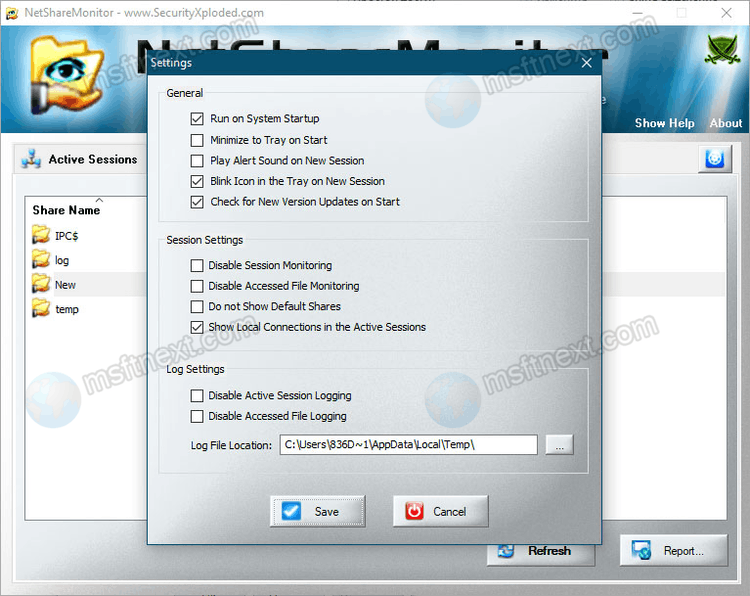 NetShareMonitor Settings