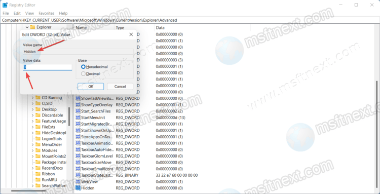 Show Hidden Files In Registry