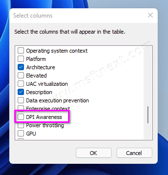 Task Manager Enable DPI Awareness Column