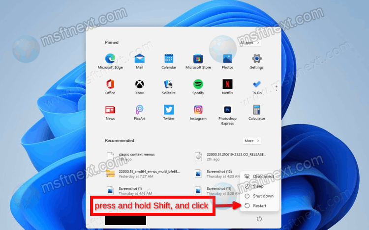 advanced startup options windows 11