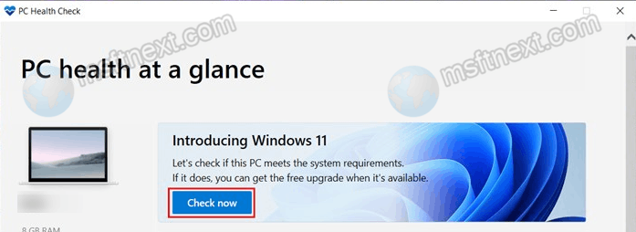 Windows 11 PC Health App Check Now