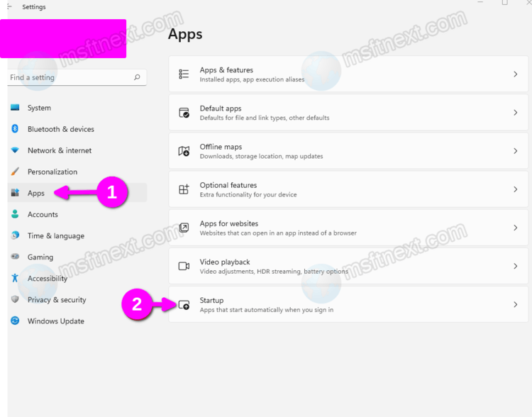 Windows Settings Apps Startup