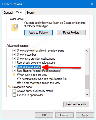 Enable Compact Mode In File Explorer