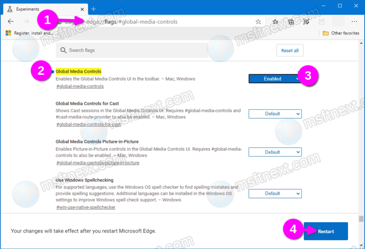 Enable Global Media Controls In Microsoft Edge