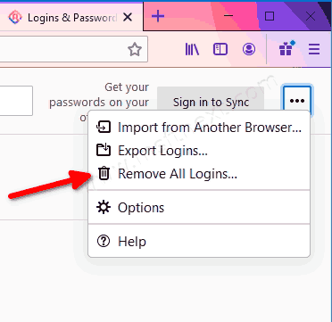 Firefox remove all passwords and logins