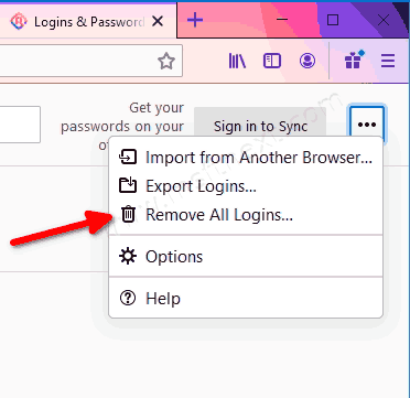 Firefox Remove All Logins