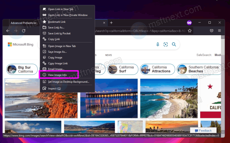 Restore Missing View Image Info option in Firefox