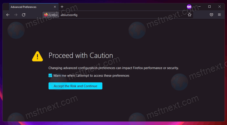 Firefox Accept Risk