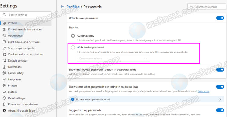 Protect Saved Passwords In Microsoft Edge