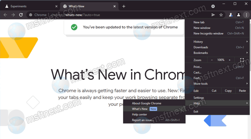 Chrome Whats New Page