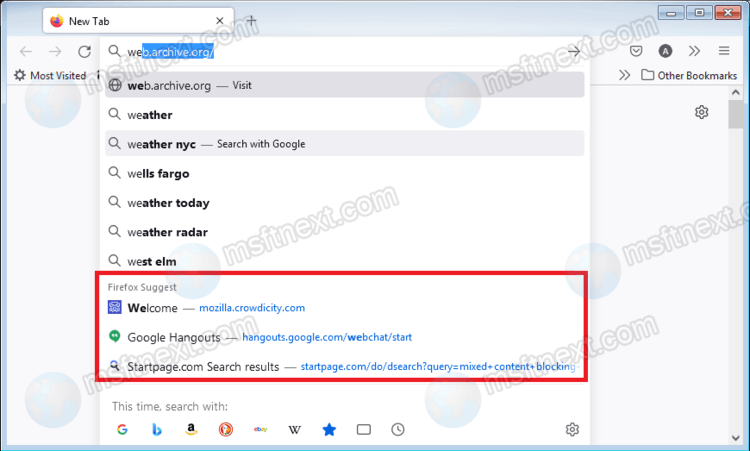 Disable Firefox Suggest in the Mozilla Firefox browser
