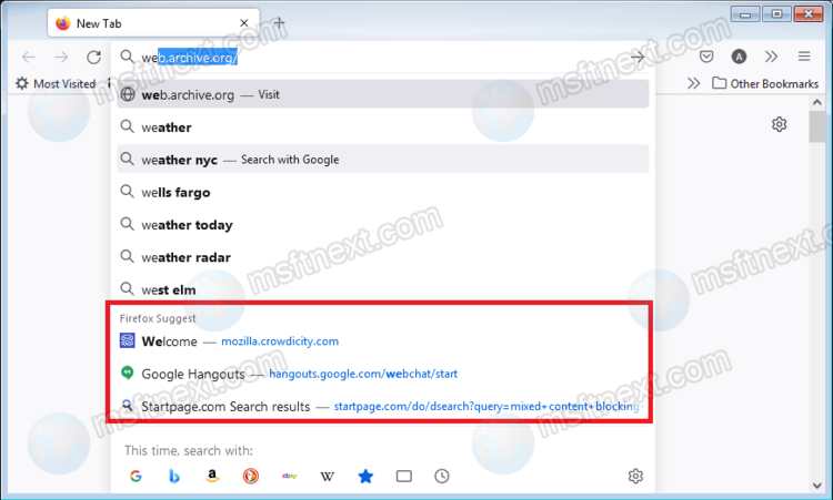 Firefox Suggest In Mozilla Firefox