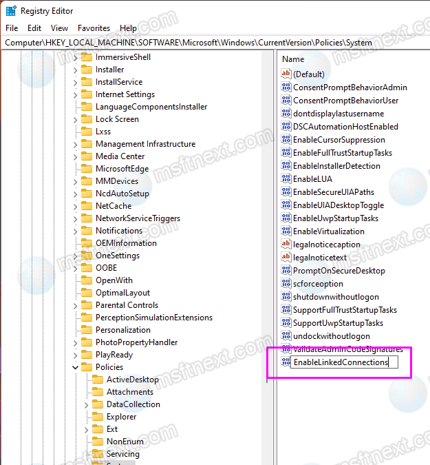 Fix Missing Network Drives In This PC With EnableLinkedConnections Value