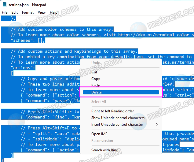 Reset Windows Terminal Settings From JSON File