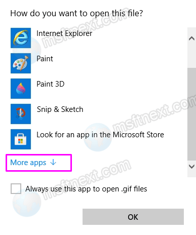 Windows 10 Click More Apps
